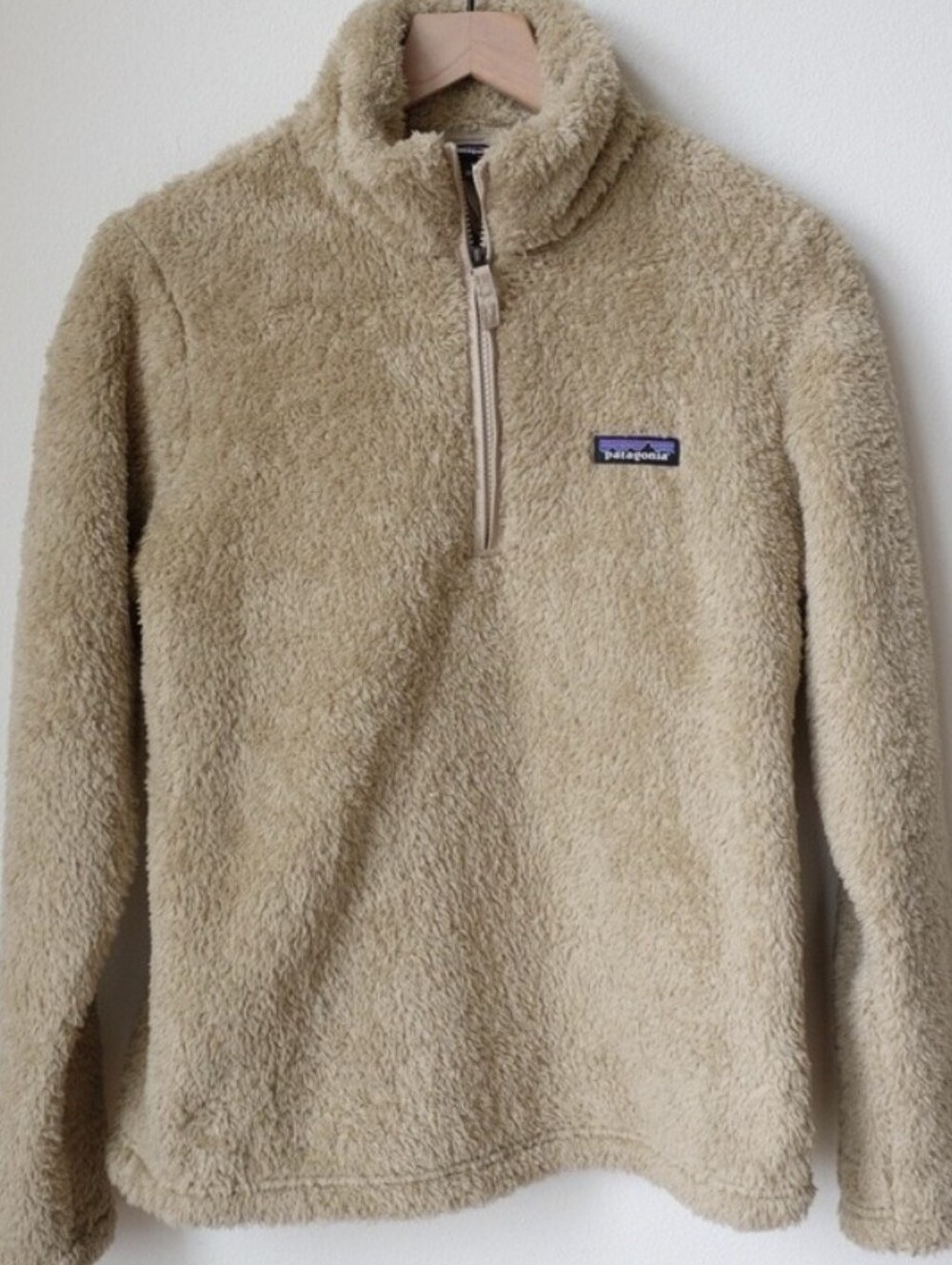 Patagonia Los Gatos Pullover 1/4 Zip Fleece Jacket Coat Medium Brown tan